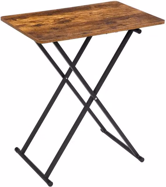 FLAVORA Height Adjustable Oversize Folding TV Tray Table in Brown