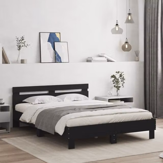 Berkfield Home Black Bed Frame W/D/H: 150 x 200 cm