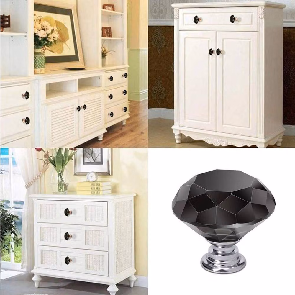 PAWNORA Black Diamond Zinc Alloy Drawer and Cabinet Knob Pull Handles – 2