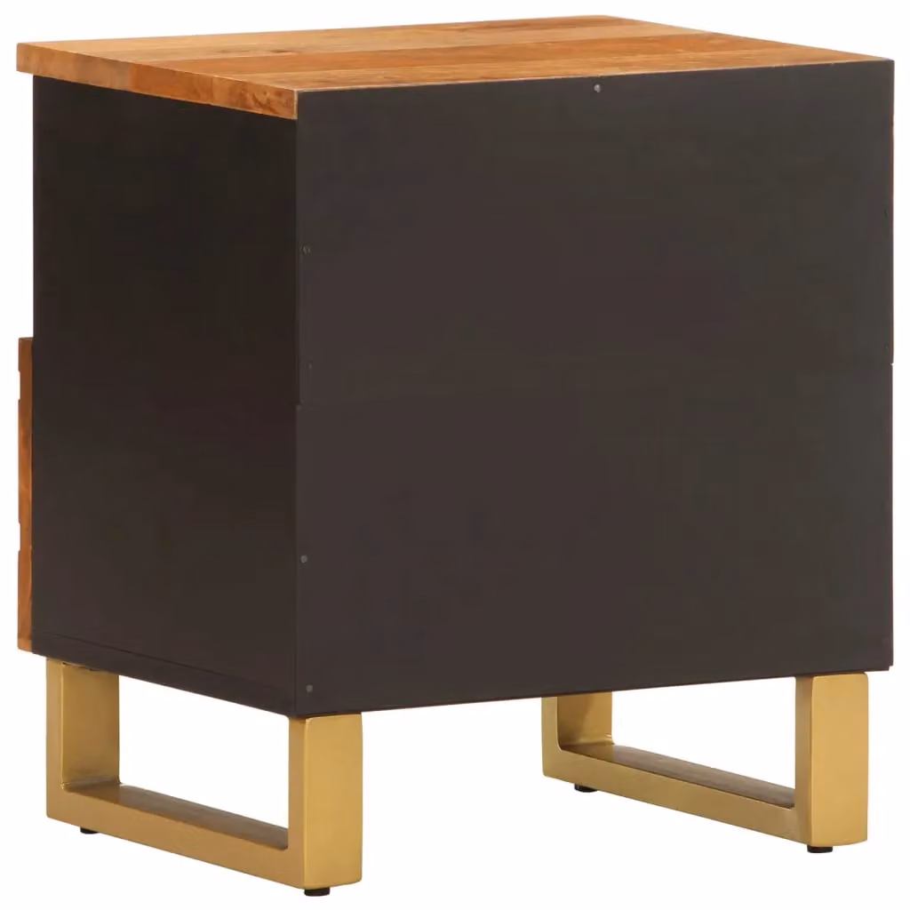 Berkfield Home Set of 2 Modern Mango Wood Bedside Cabinets in Brown and Black – 6