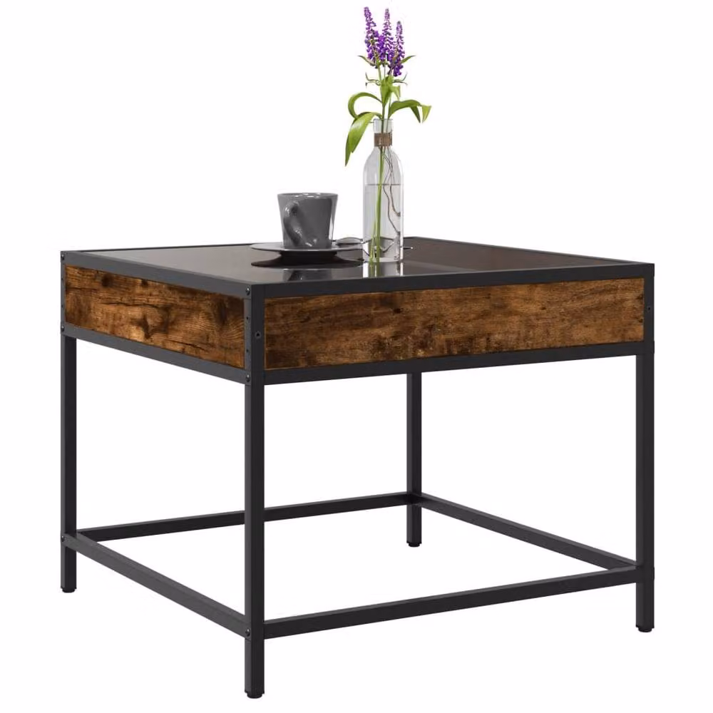 Berkfield Home Infinity LED Coffee Table in Smoked Oak Brown, W/D/H: 50 x 50 x 41 cm – 3