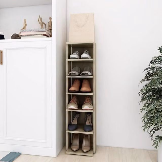 Berkfield Home Sonoma Oak Shoe Cabinet, Brown, W/D/H: 27.5 x 27.0 x 102.0 cm