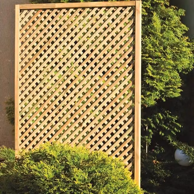 Primrose Woven Wood Diamond Trellis Wall-Mounted Garden Privacy Screen in Sand or Brown, H 183 cm x W 30 cm x D 3 cm
