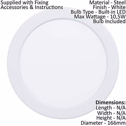 Loops White Round LED Wall and Ceiling Flush Downlight, 10.5W, 3000K Warm White, 16.6 cm