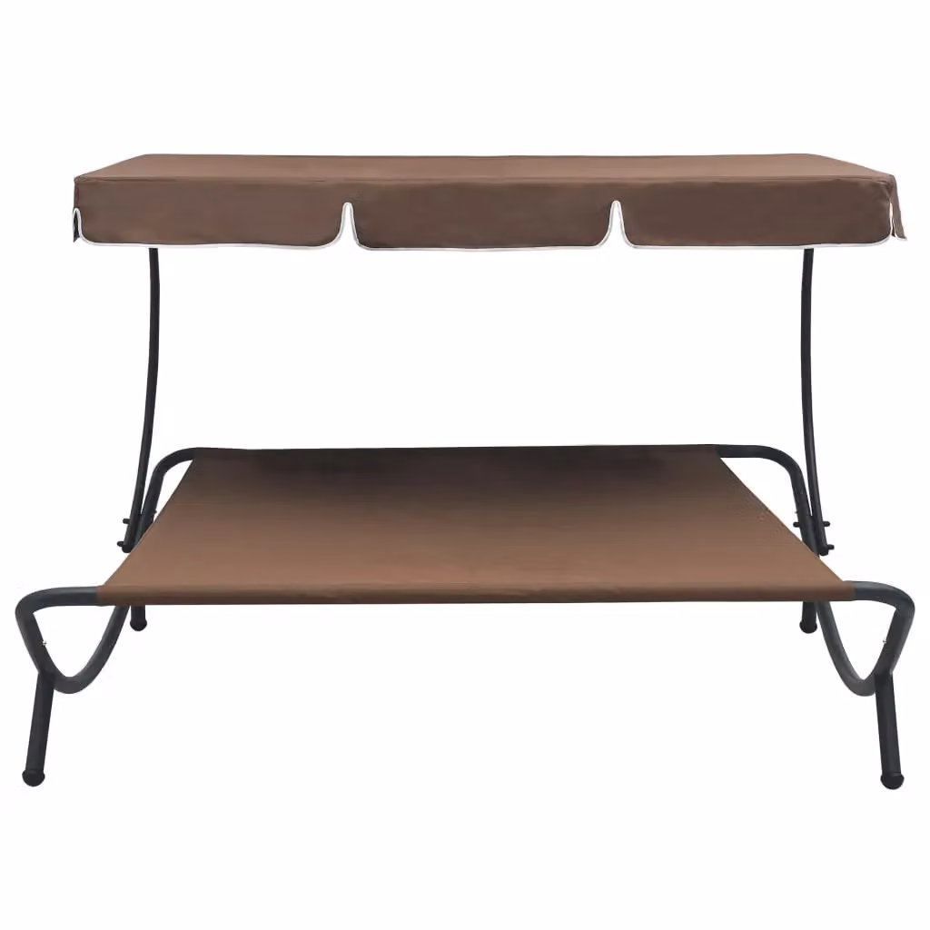 Berkfield Home Outdoor Lounge Bed with Canopy in Brown – 2