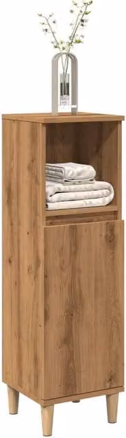 Berkfield Home Artisan Oak Freestanding Bathroom Cabinet in Brown, W/D/H: 30 x 30 x 100 cm