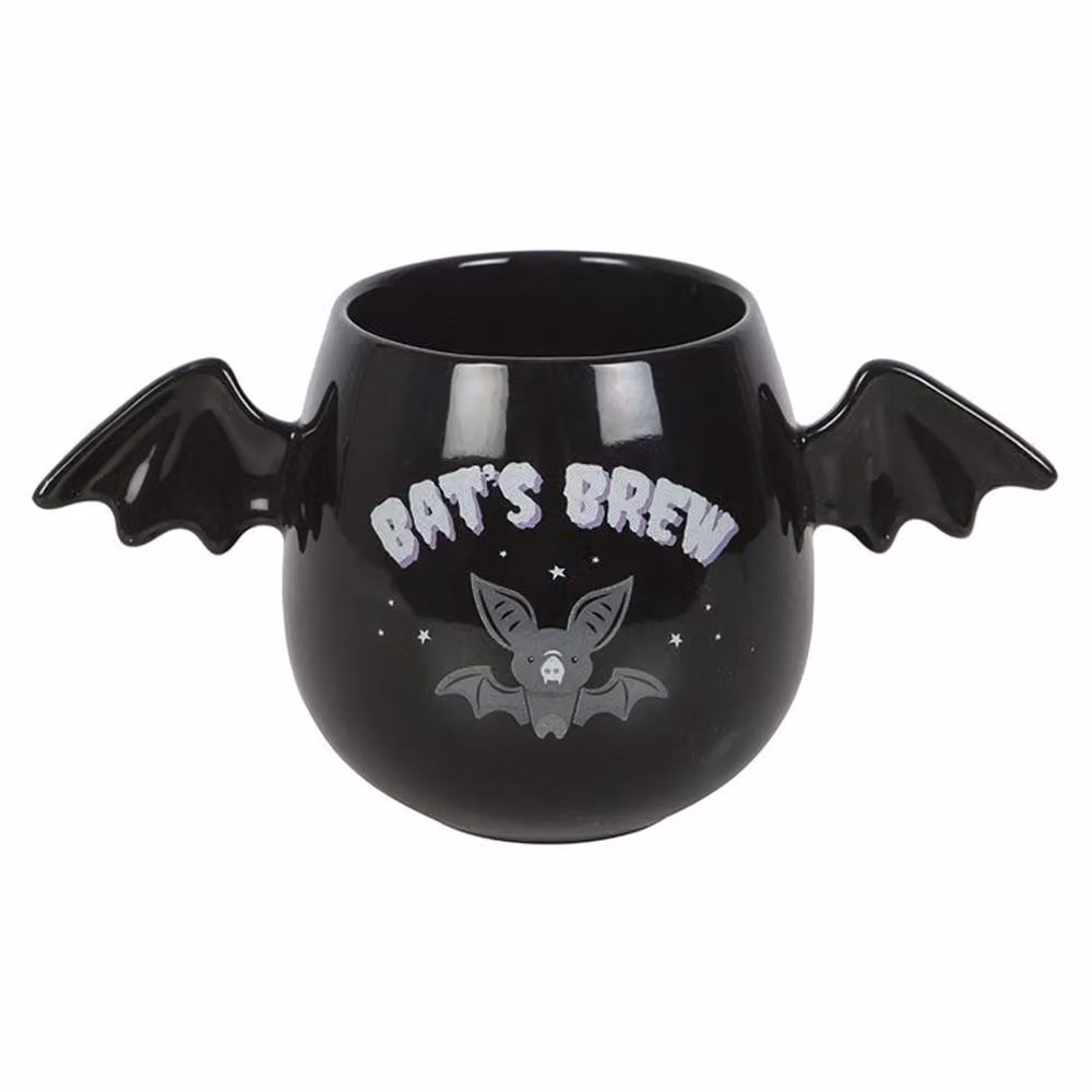 Uniqueful Bat's Brew Bat Wing Ceramic Mug in Black, 550ml – 2