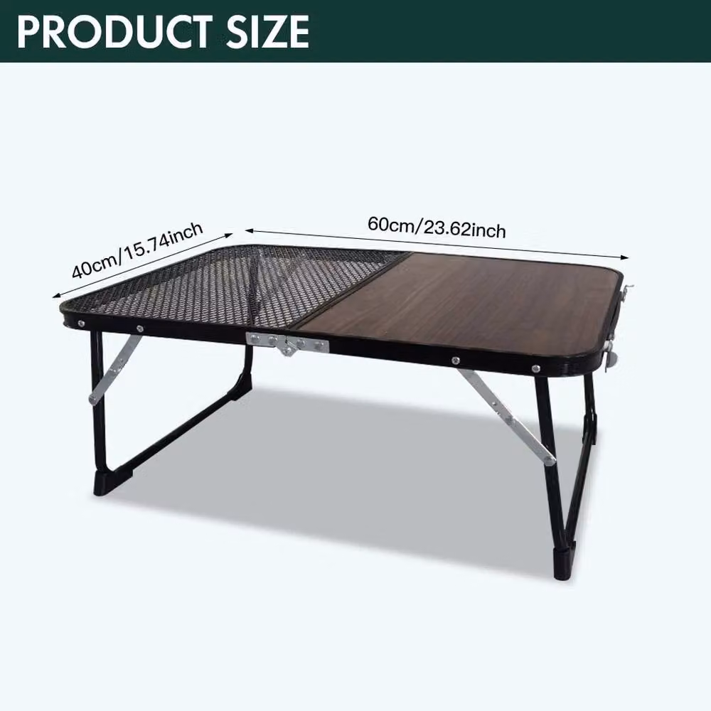 VOGREX Portable Aluminium Folding Camping Picnic Table in Brown – 2