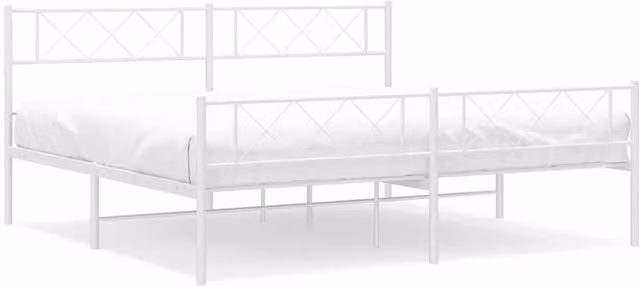 Berkfield Home Metal Bed Frame with Headboard and Footboard, White, 193 x 203 cm