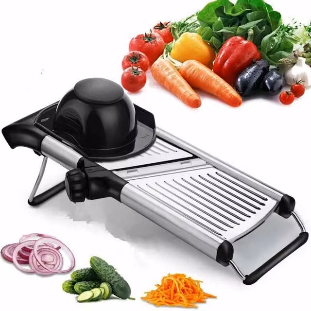 Havendro Adjustable Mandoline Vegetable and Fruit Slicer with 5 Thickness Settings and Stainless Steel Blades in Black – 1
