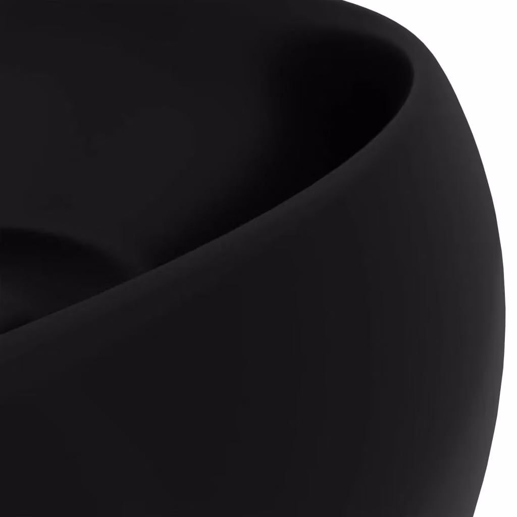 Berkfield Home Luxury Round Ceramic Wash Basin in Matt Black, W: 40 cm, D: 15 cm, H: 15 cm – 3