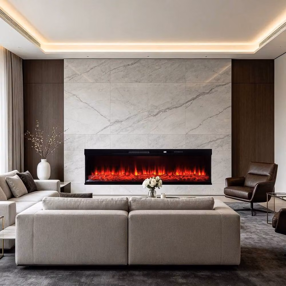 FORGEVIO Black 50 Electric Fireplace with 12 LED, W: 1000 cm, H: 52 cm, D: 52 cm – 5