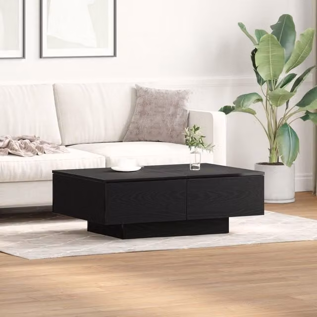 Berkfield Home Black Oak Coffee Table, W/D/H: 90 x 60 x 31 cm