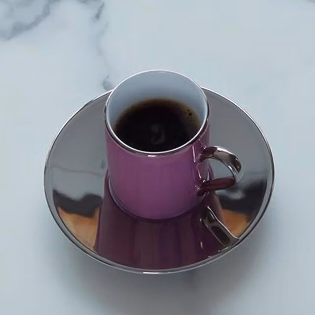 LSA Pink Porcelain Coffee Cup and Saucer Set