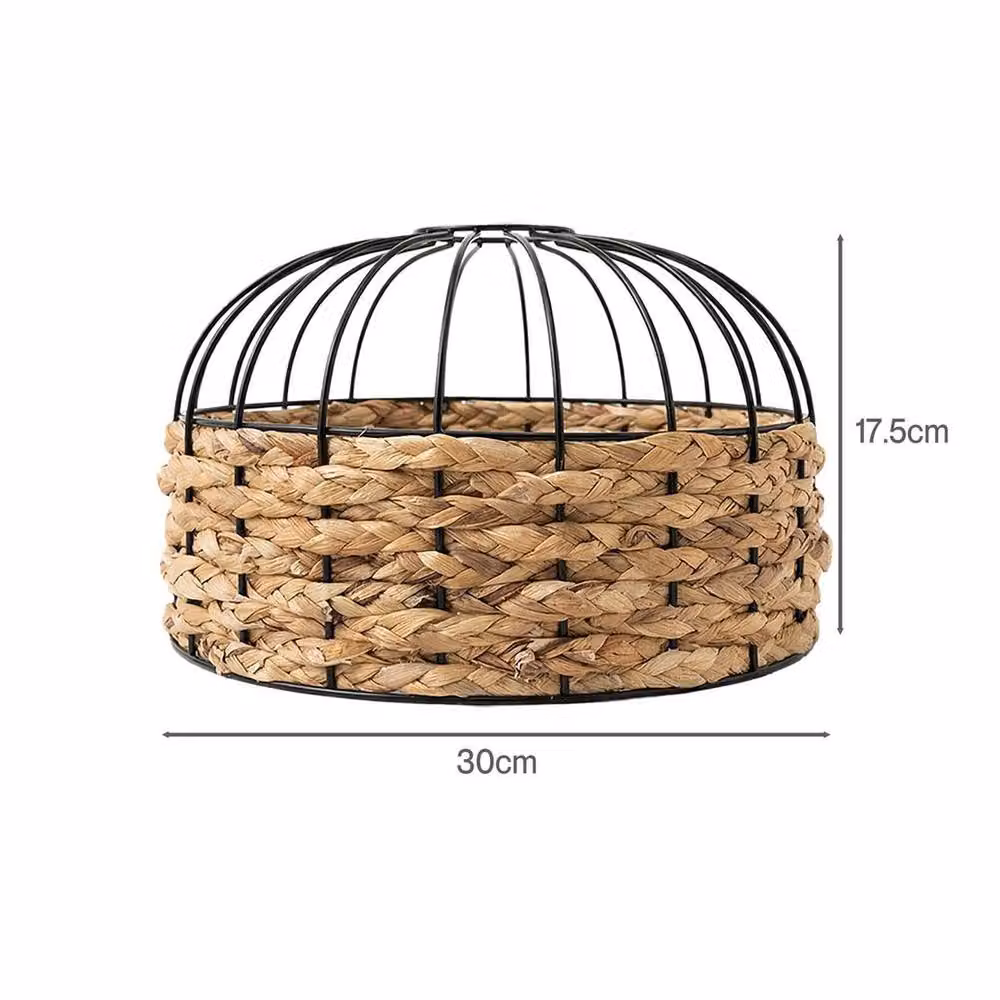 EONLION Brown Rattan and Metal Boho Dome Ceiling Pendant Light Shade – 2