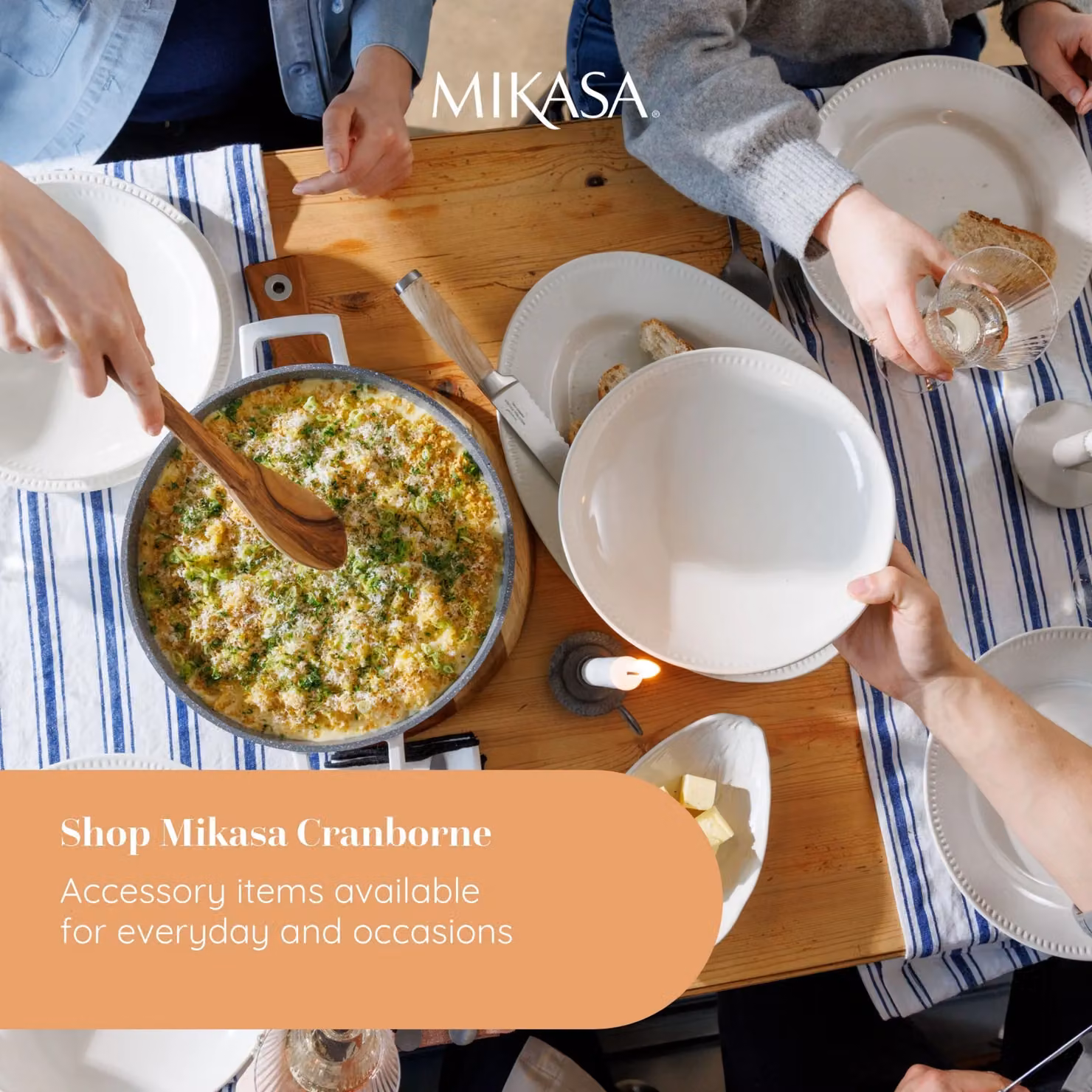 Mikasa Cranborne 12-Piece Cream Stoneware Dinner Service for 4 Adults – 8