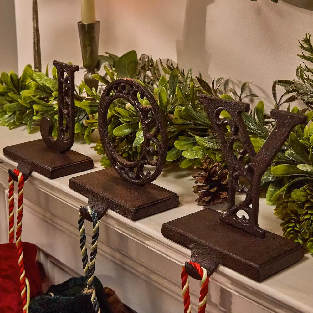 Dibor JOY Set of 3 Brown Metal Christmas Stocking Holders for Tabletop Use – 2