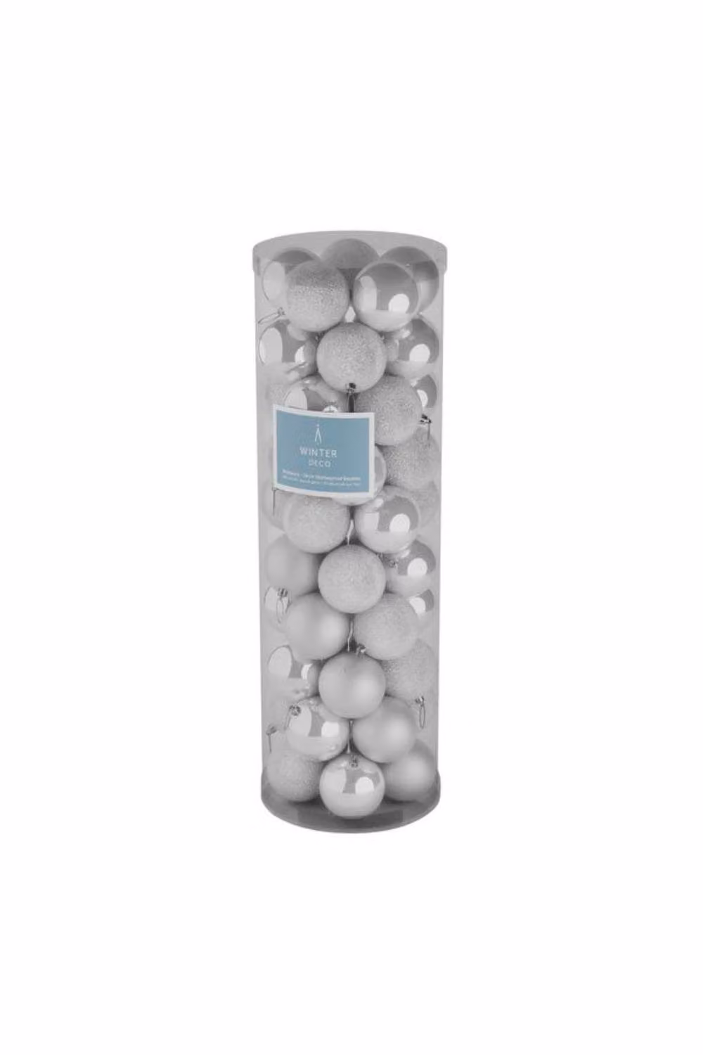 KDMD 48 White Round Christmas Bauble Ornaments, 10 cm – 2