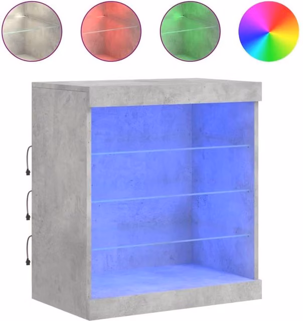 Berkfield Home Modern Wall Mounted Sideboard with Integrated LED Lights, Grey, W: 60.5 cm, D: 37 cm, H: 67 cm