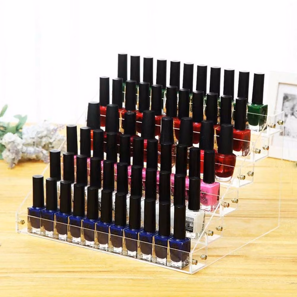 NESTLUNE Transparent Acrylic Nail Polish and Makeup Display Ladder Rack, H 100 cm x W 15 cm x D 15 cm – 2