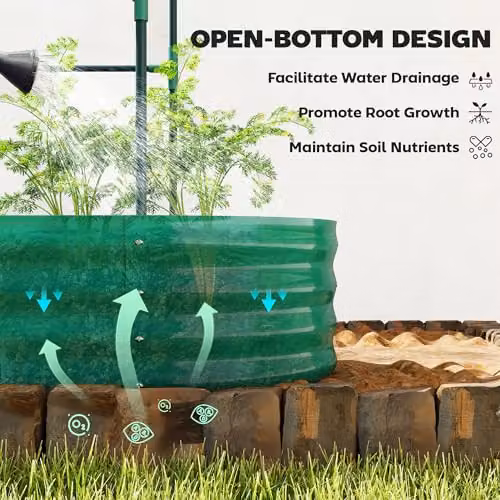 Outsunny Galvanised Steel Raised Garden Bed with Arched Trellis, Green, W: 121.92 cm, D: 60.96 cm, H: 140.2 cm – 7