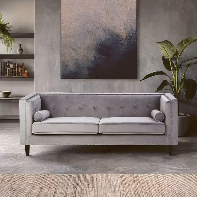Interiors by Premier Orsina Mid Century 3 Seat Grey Velvet Sofa – 2