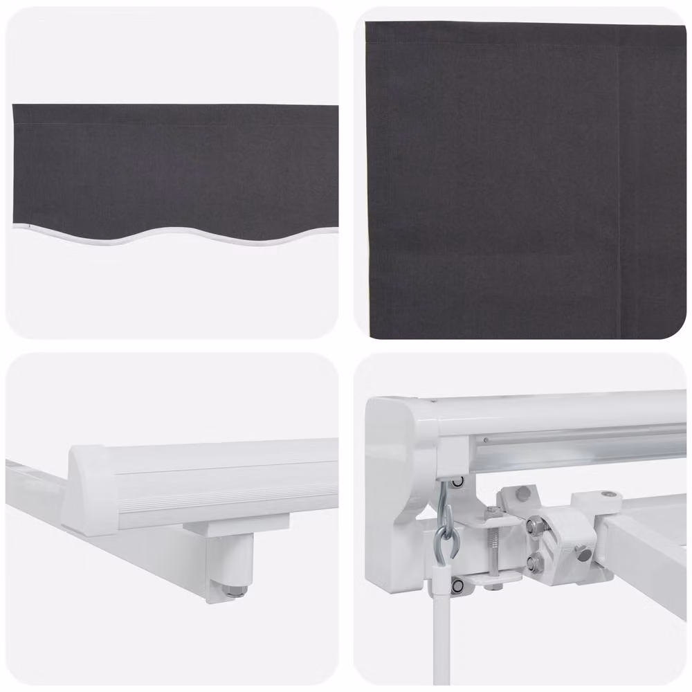 Berkfield Home Wall-Mounted Retractable Folding Arm Awning in Anthracite, White and Grey – 3