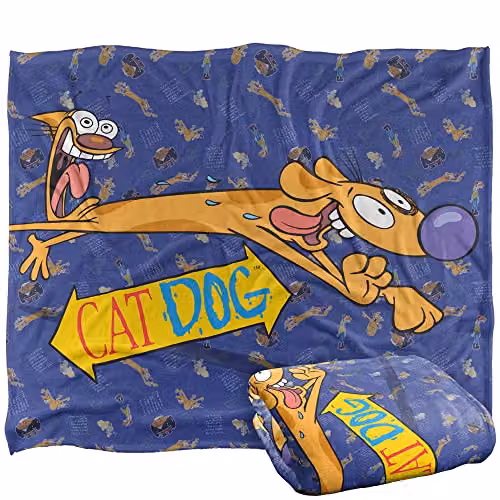 LOGOVISION Nickelodeon Catdog Running and Screaming Super Soft Microfibre Fleece Throw Blanket, White, W: 152 cm, D: 127 cm