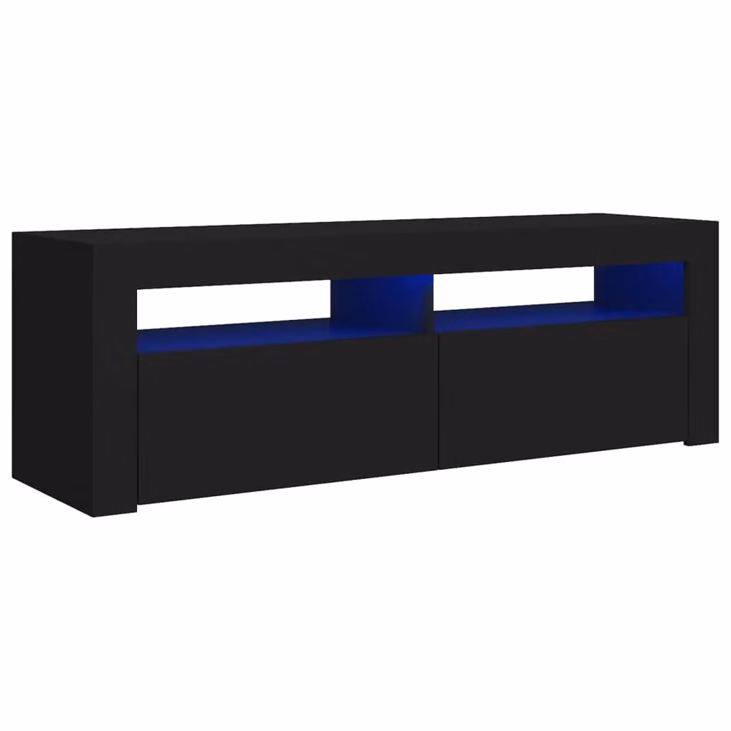 Berkfield Home Modern TV Cabinet with LED Lights in Black, W/D/H: 120 x 35 x 40 cm – 2