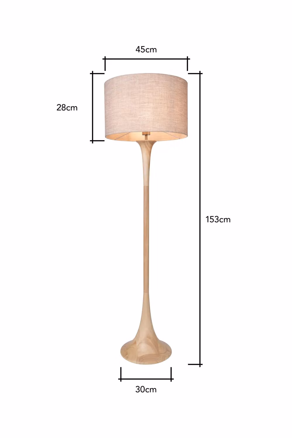 BHS Lighting Lea Wooden Floor Lamp in Beige and Natural Wood – 3