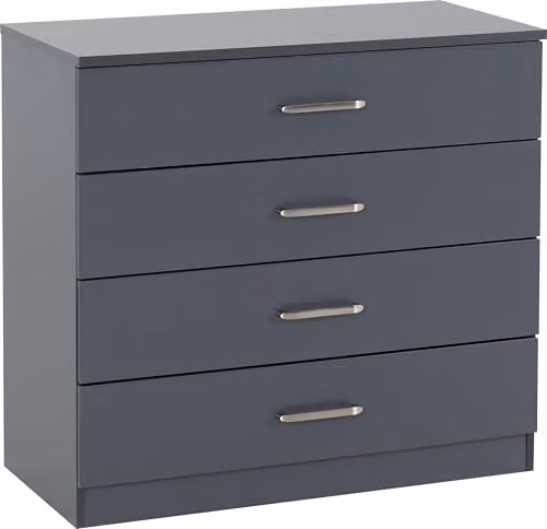 Seconique Dakota 4 Drawer Chest in Dark Grey, W/D/H: 75 x 36 x 71 cm