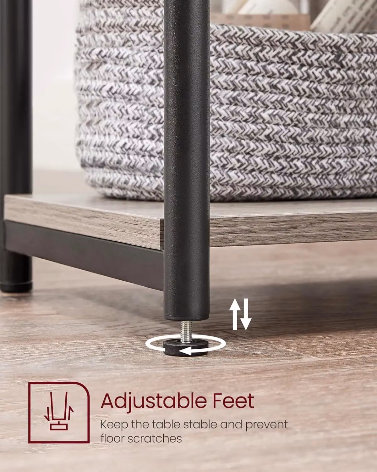 VASAGLE Set of 2 Industrial 2-Tier Side Tables with Steel Frame in Fawn – 7