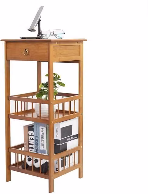 Kelvenix Tall Indoor Wooden Corner Plant Stand, Brown, W/D/H: 30 x 30 x 78 cm