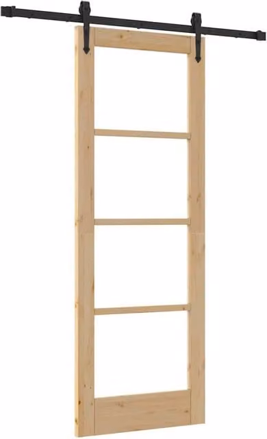 Berkfield Home Orkdal Rustic Veneered Sliding Door with Hardware Set in Beige, W: 73.5 cm, H: 198.5 cm