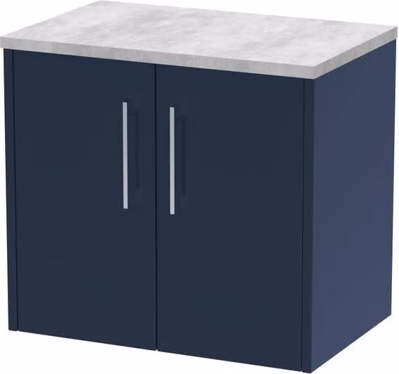 Balterley Winshill Contemporary 2 Door Wall Hung Bathroom Vanity Unit, Blue, W: 60 cm