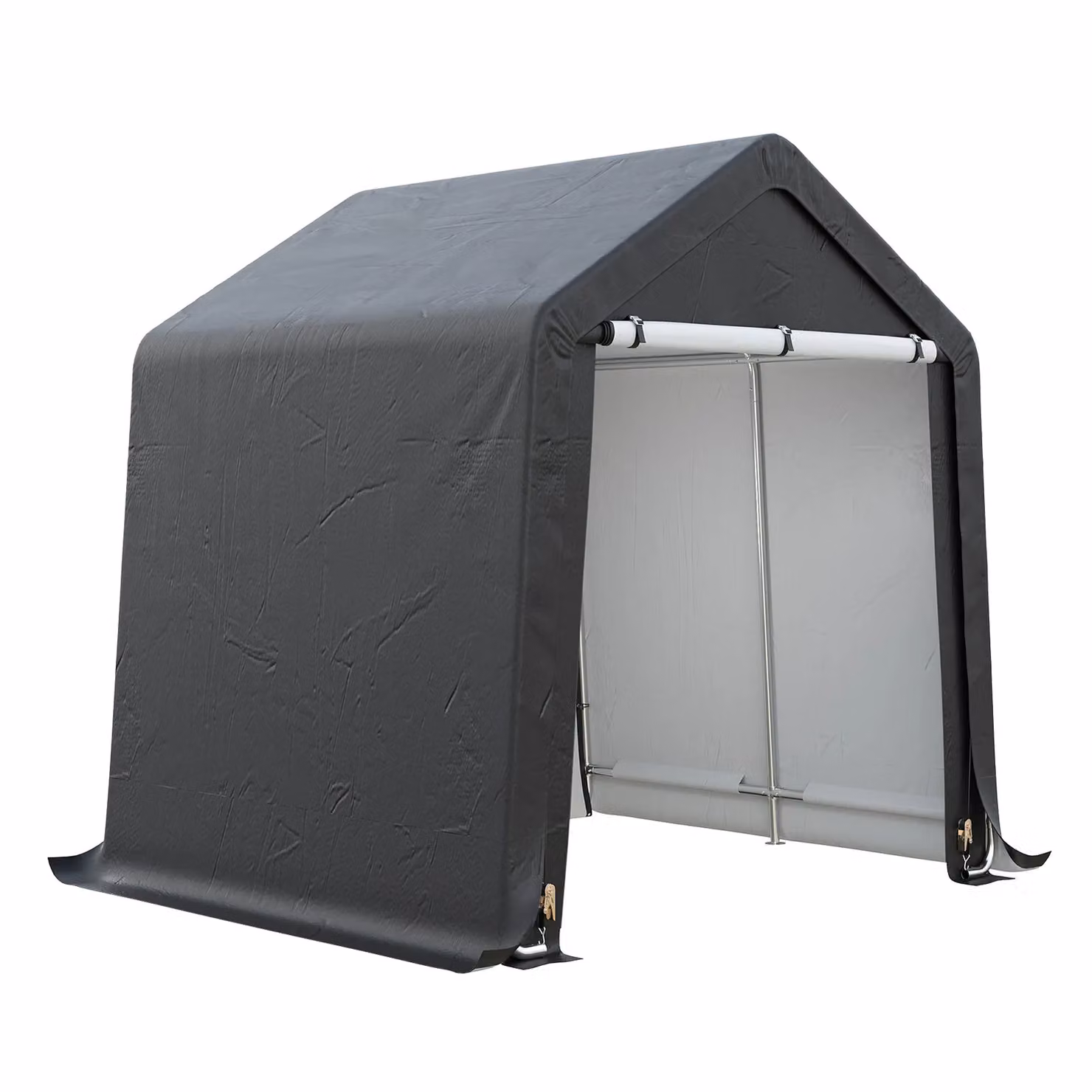Living and Home Grey Galvanised Steel Gable Storage Shed, W: 182.88 cm, D: 182.88 cm, H: 210.0 cm – 3