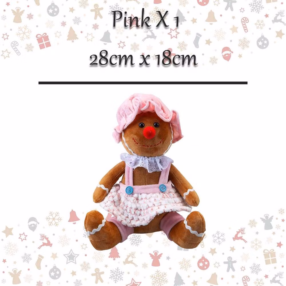 VFM e-Store Christmas Sitting Gingerbread Tabletop Decoration, Pink, W: 18 cm, H: 28 cm – 2