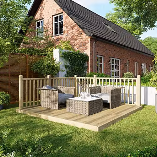 Powersheds Premium Wooden Decking Kit with Hand Rails in Brown