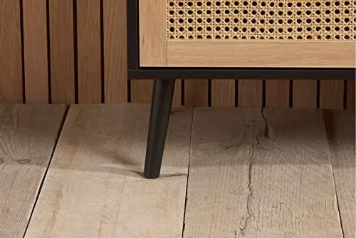 Birlea Croxley Mid Century Modern 5 Drawer Rattan Chest of Drawers in Black Oak and Gold – 5