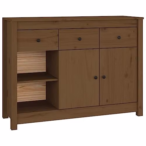 vidaXL Solid Wood Pine Sideboard in Honey Brown, W/D/H: 100 x 35 x 74 cm – 1