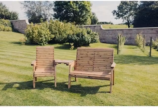 Churnet Valley Garden Furniture Ltd Valley Trio Timber Garden Furniture Set in Brown