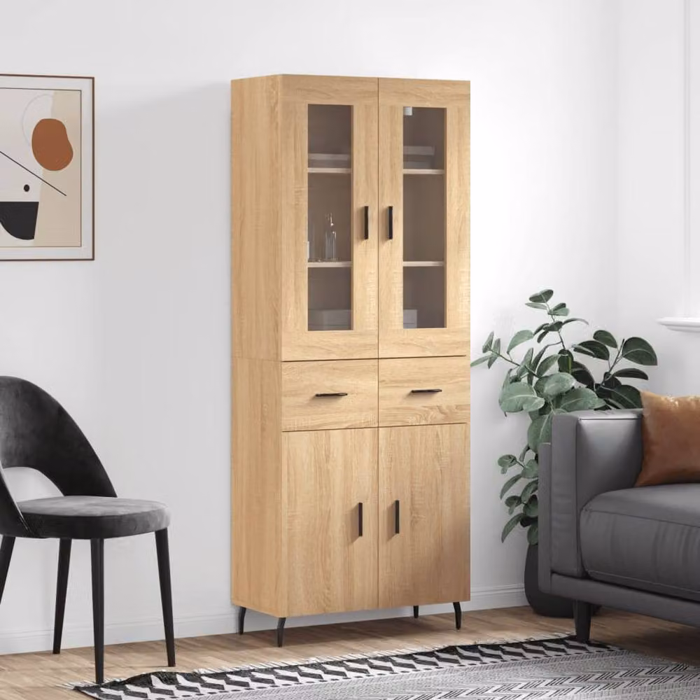 Berkfield Home Sonoma Oak Highboard in Brown, W/D/H: 69.5 x 34 x 180 cm – 2