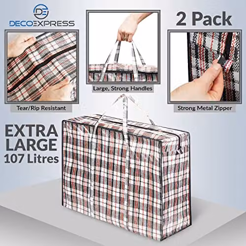 Deco Express Multicolour Laundry Bags, Pack of 2, 107L, W: 76 cm, D: 59 cm, H: 24 cm – 4