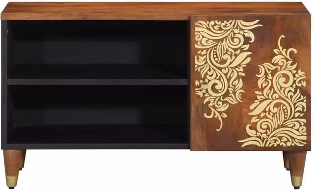Berkfield Home TV Cabinet in Honey Brown Solid Mango Wood and Engineered Wood – 1