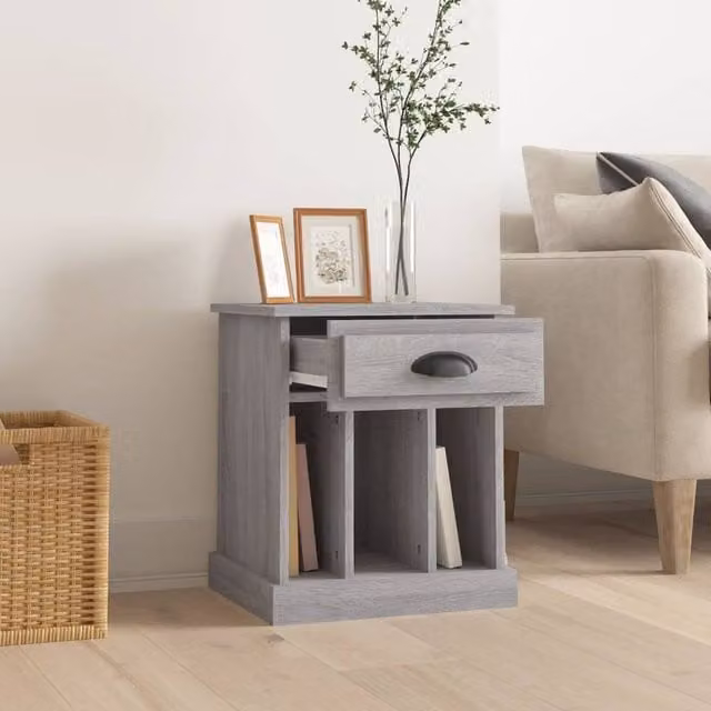 Berkfield Home Elegant Bedside Cabinet in Grey Sonoma, W/D/H: 43 x 36 x 50 cm