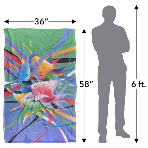 JQ Licensing Royce Mcclure Angel Fish Kiss Super Soft Silky Touch Fleece Throw Blanket, Multicolour, W: 91 cm, D: 147 cm – 2