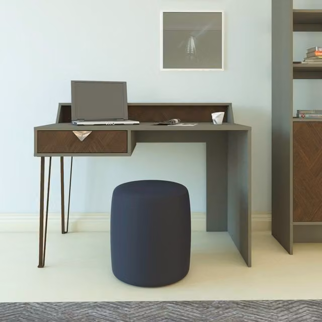 Decorotika Linea Computer Desk in Black and Grey with Galaxy and Vintage Abstract Pattern