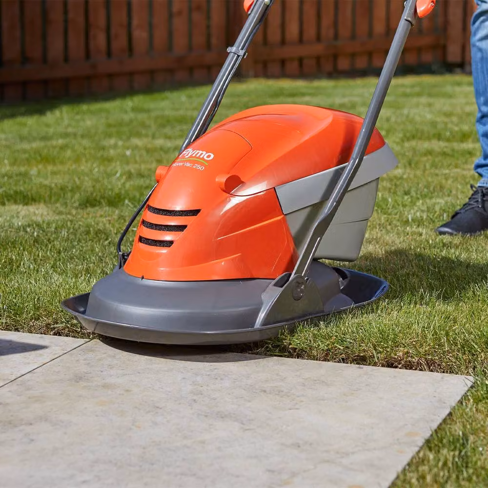 Flymo Hover Vac 250 Electric Hover Collect Lawn Mower in Orange and Grey with 25cm Cutting Width and 15L Collection Bag – 6