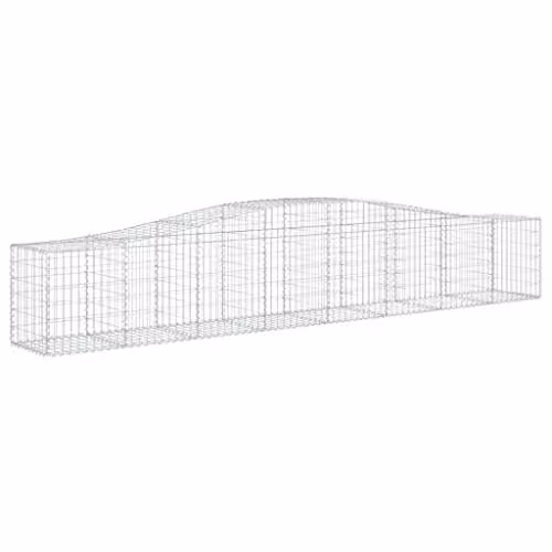 vidaXL Arched Gabion Baskets, 2 Pieces, Silver Galvanised Steel, W: 400 cm, D: 50 cm, H: 60/80 cm