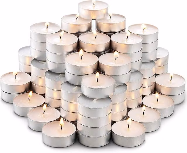 MantraRaj Unscented White Tea Light Candles with 3.5 Hour Burn Time, Pack of 30